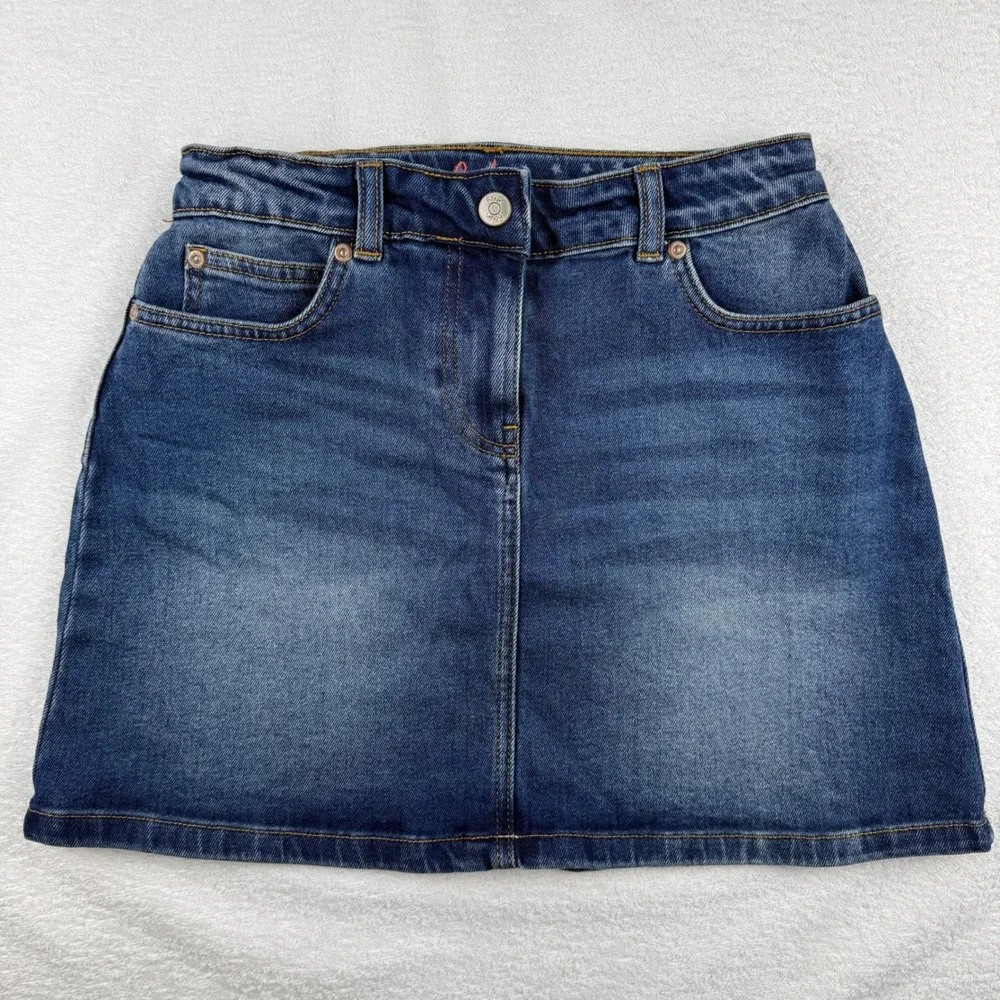 Boden Denim‎ Mini Skirt Girls 13-14Y Blue Star Embroidery Stretch Casual Classic